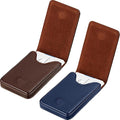 Outus 2 Pcs Business Card Holder, PU Leather Business Card Case Pocket Wallet with Magnetic Shut for Men Women(Coffee and Blue,Classic)
