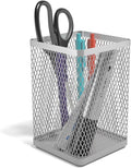 TRU RED Stackable Wire Mesh Jumbo Pencil Holder, Silver, 3‑Pack – Large Desktop Organizer for Pens, Markers & Office Supplies