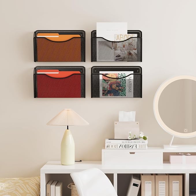 MINDEPOT Wall File Organizer - Heavy Duty Iron Office File Holder for Wall Mount - Hanging Document Organizer for Business, Classroom, Home Office