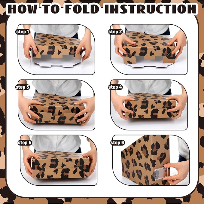 AmazingSpark Leopard Print Magazine File Holder Decorative Set of 4