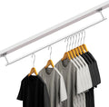 Wonderjune Closet Rail Hanging Closet Rod, 41" Any Angle Clothes Hanging Rail Under Stairs Storage Sloped Ceiling Mount Clothes Rod for Under Stairs Attic Bedroom Wall Mount(White)