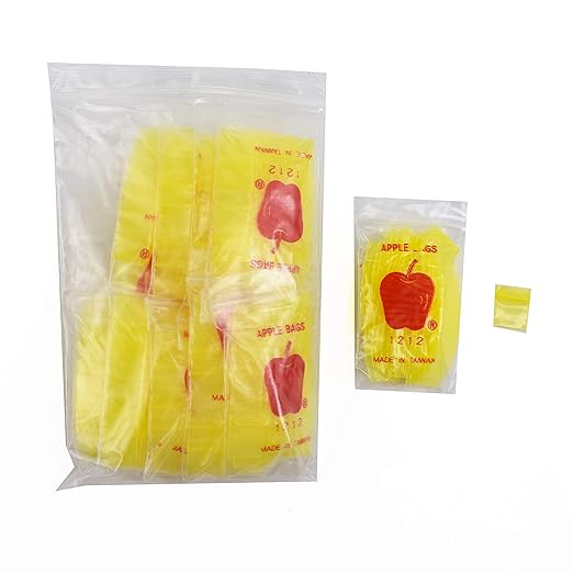 1212 Original Mini Plastic Bags 2.5mil 1/2x1/2 Yellow Recolsable Baggie 1000ct Bulk