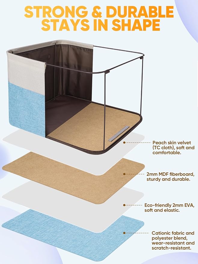BALEINE 1 Pack Fabric Closet Storage Bins for Shelves, Linen Closet Organizers and Storage, Decorative Baskets for Organizing, Shelf, Clothes, Home, Office (Skyblue, 14''x10''x8.5'')