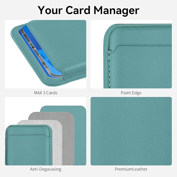 2Pack Magnetic Wallet Cell Phone Card Holder for Phone Case with Mag-Safe, Stronger Magnetic RFID Leather Phone Wallet Stick on Series of iPhone 17/16/15/14/13/12 and Pro/Promax,2-Pack White