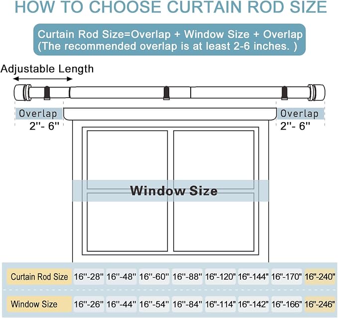 Byondeth Curtain Rods for Windows 16 to 240 Inches Adjustable Length 1 Inch Diameter Window Curtain Rod with Aluminium Finials, Flash Gold