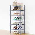 Smiry Small Bamboo Shoe Rack, 6 Tier Free Standing Wooden Shoe Organizer, Stackable Wood Shoe Storage Shelf for Closet, Entryway, 12 Vertical Slats, 2+2+2 Stack Standard Legs, 17.3"x11"x39", Grey