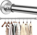 Closet Rods For Hanging Clothes, 17-76 Inch Adjustable Closet Rod, Stainless Steel Heavy Duty Closet Hanging Rod-Silver