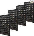 80 Pocket Hanging Jewelry Organizer with Hanger Metal Hooks Storage On Wall Door Closet Double-Sided(Each Side 40 Pockets) Jewelry Holder for Earrings, Necklaces, Rings (4 PACK BLACK)