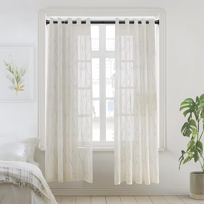 Black Spring Tension Curtain Rod 23 to 46 Inch, Spring Tension Rod Small Curtian Rod, Adjustable Expandable Pressure Curtain Rod for Windows Bedroom Closet Doorway