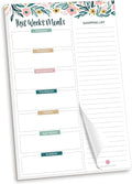 bloom daily planners Weekly Meal Planning Pad - Magnetic Hanging Refrigerator Menu Planner with Tear-Off Sheets & Perforated Grocery Shopping Lists - 6” x 9” (Garden Blooms)
