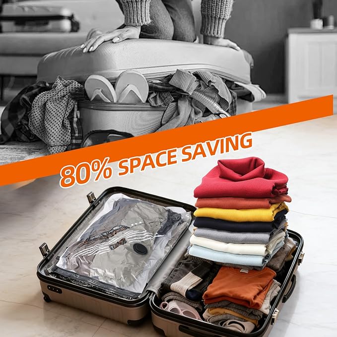Vacuum Seal Bags For Travel With Rechargeable Cordless Pump, 15 Pack Space Saver Compression Bags For Clothes, Bedding, Blankets, Pillows, Luggage, Ideal For House Moving & Home Organization