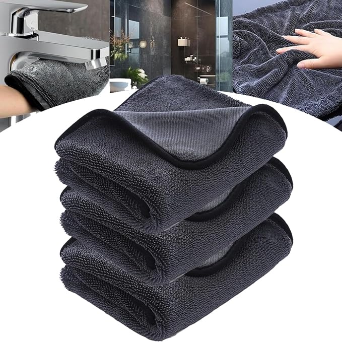 Shiny Microfiber Wipes Bath Shower Cleaning Cloths, 23.62 X 15.75 Inches, Super Absorbent Microfiber Bath Drying Towels, for Bathroom, Car and Home Toilet (3pcs)