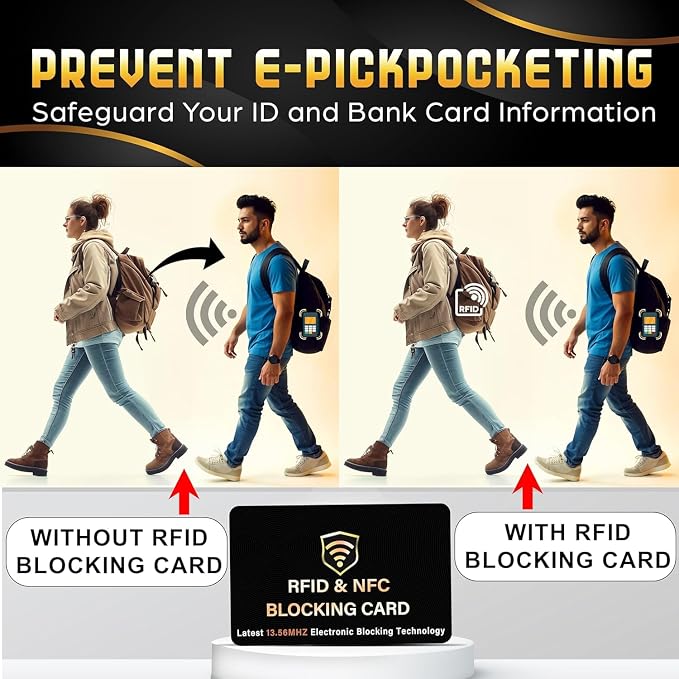 SaiTech IT 50 Pack RFID Blocking Card for Credit Debit ID Card, Black | Slim Anti-Theft Contactless NFC RFID Blocker Protector, Easily Fit into Wallet and Purse, for Men & Women