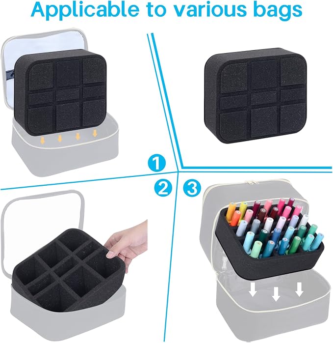 Nail Polish Organizer Holder Foam Pad DIY with 9 Slots for Storage Nail Polish or Essential Oil Tray for Drawers Black