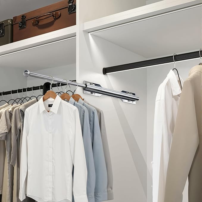 Pull-out Valet Rod for Closet 2 Pack, Chrome