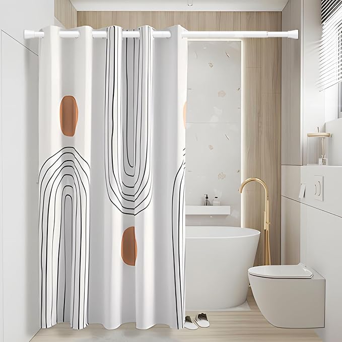 2Pack Shower Curtain Rod 45 to 77 Inches White Shower Rod Tension Curtain Rod No Drilling Adjustable Curtain Rod Spring Tension Rod Shower Rods for Bathroom,Windows,Kitchen