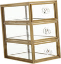 UKCOCO Transparent Drawer Jewelry Storage Box Nordic Style Desktop Organizer with Premium Alloy Frame Compact Space Saving Design for Home and Dormitory Use and Stylish Display Case