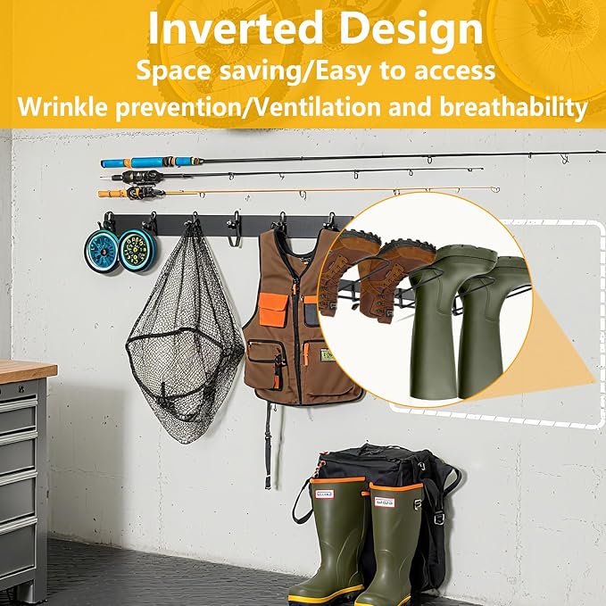 Boot Rack - 4 Pair Wader Hangers Wall Mount Boot Organizer for Tall Boots, Heavy Duty Boot Hangers Holder Sturdy Metal Wall Mounted Shoe Rack for Garage Mudroom Closet Entryway Black 2 Pack
