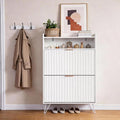Karl home White Slim Shoe Storage Cabinet, Entryway Shoe Organizer | Space-Saving Freestanding Shoe Rack Organizer, Versatile Storage Furniture Suitable for Entryway and Living Room