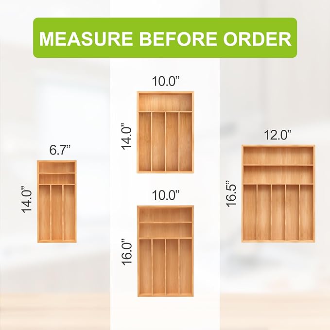 Unibambou Bamboo Utensil Drawer Organizer, Kitchen Organizer for Flatware Cutlery, Silverware Tray for Drawer (5 Slots, Natural)