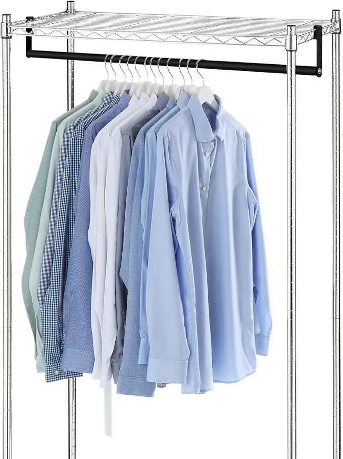 Threehoney 2 Pack Wire Shelving Garment Hanger Bar Wire Shelving Accessories Industrial Closet Clothes Rods for Home Retail Store(Black,48 Inch)