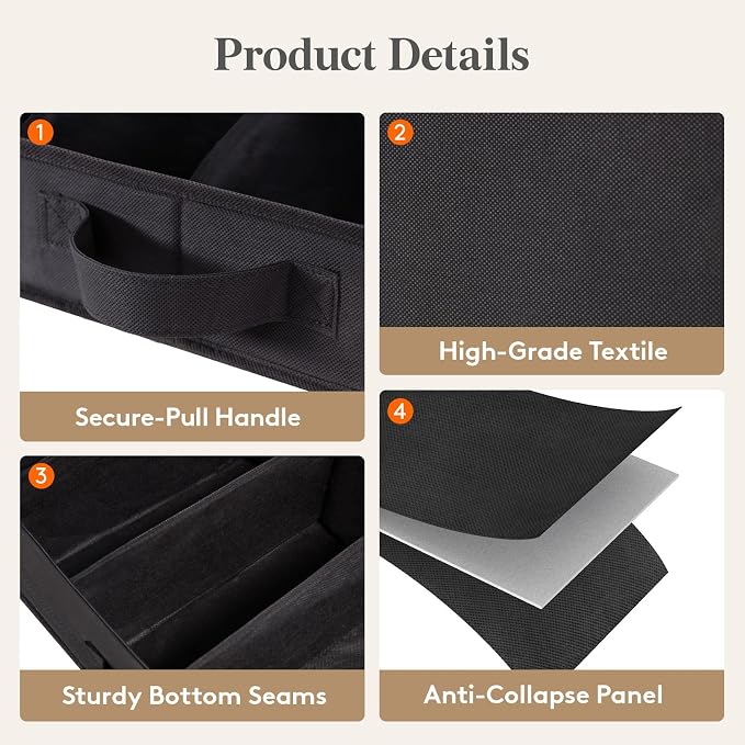 Lifewit 2-Pack Under Bed Shoe Storage Box, 4.3 Inch Slim Low Profile Fabric Organizer Holds 24 Pairs with Clear Cover, 29.3 x 23.6 x 3.9 in, Black