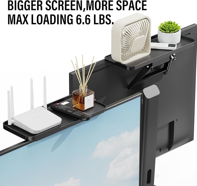 CABTE Adjustable Steel TV Top Shelf, Floating TV Stand, Universal Monitor Shelf for Soundbar, Game Console, Cable Box, Router Shelves (11.8 x 4.9 inch)