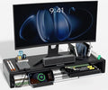 OImatser Monitor Stand Riser with USB 3.0 Hub & Type-C Port, Foldable Adjustable Computer Stand with Storage Drawer, Pen Slot & Phone Holder, Space Saving Laptop Stand for Home Office Desk Organization (Black-3.0 HUB-Adapter)