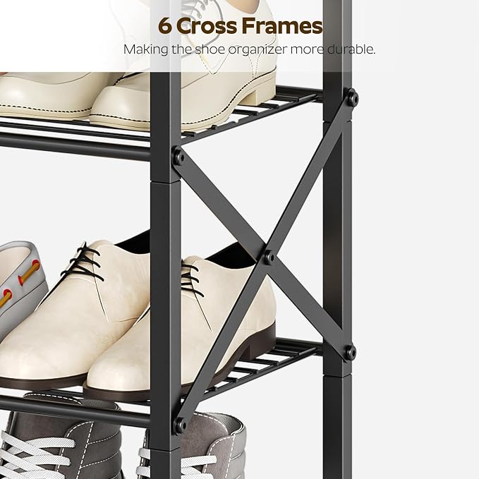 YATINEY 10 Tier Shoe Rack, Large Capacity Shoe Storage Organizer Holds 40 Pairs, Sturdy and Stable, for Entryway, Hallway, Closet, Dorm Room, Greige and Black SS10BG