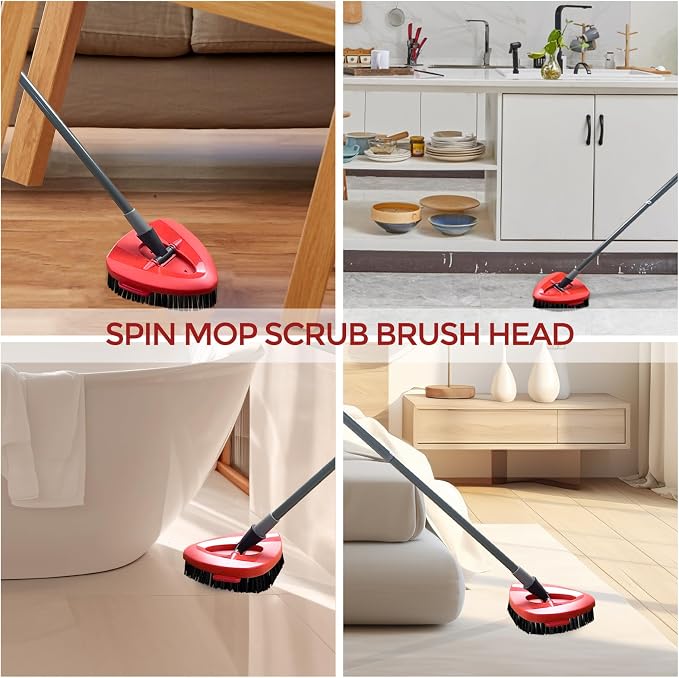 2 Pack Replacement Scrub Brush Head Compatible for EasyWring 1-Tank System | Hard Bristle Deep Scrubbing, Triangle Corner Cleaning, No-Bend Floor Cleaning, Quick Snap-On, Reusable & Durable