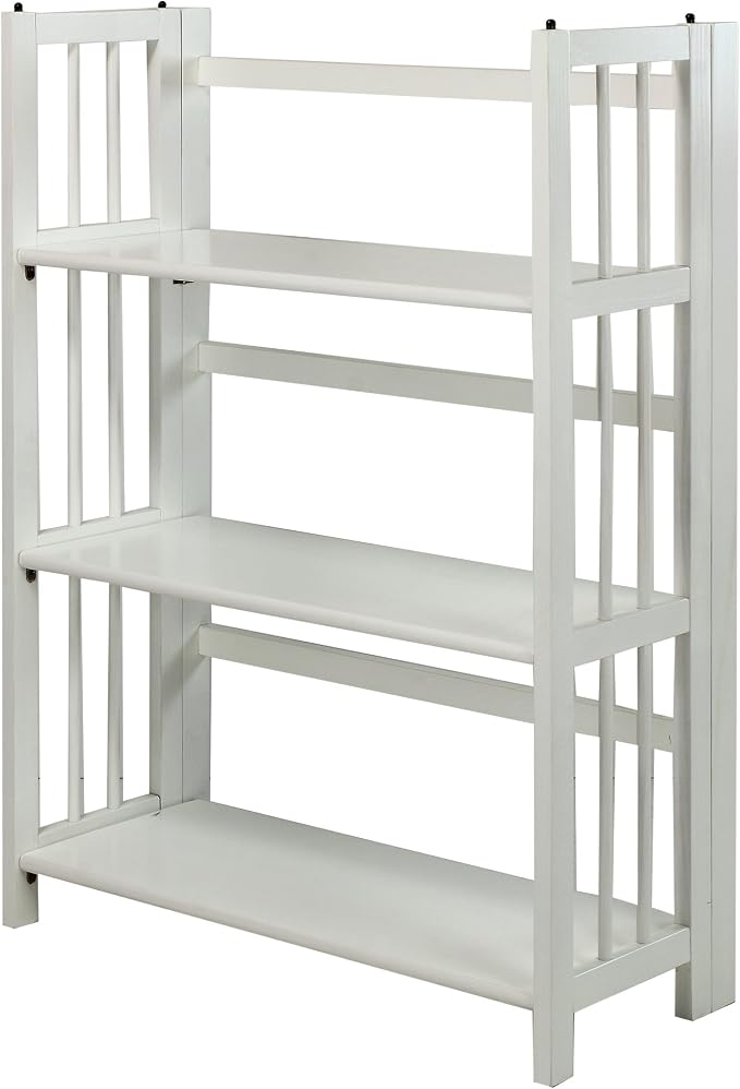Casual Home 3-Shelf 27.5" Wide Folding Stackable Bookcase, White (New)