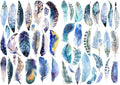 Seasonstorm Blue Feather Precut Anti-UV Waterproof Decoration Album Planner Stickers Scrapbooking Diary Sticky Paper Flakes (PK321)