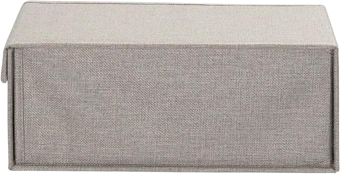 Household Essentials Small Drop Front Shoe Box with Clear Front Panel, Sturdy Poly‑Blended Linen, Gray Finish, Set of 2