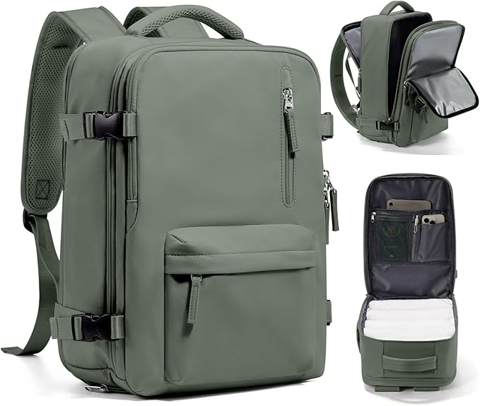 Travel Backpack Women,Carry On Backpack Flight Approved 18x14x8 inches Bag Spirit Airlines Personal ltem,College Sports Hiking Rucksack Waterproof Outdoor Casual Daypack Laptop Blackpack Men,Green
