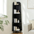 VECELO 4-Tier Curved Corner Shelf, 66.93" Tall Freestanding Corner Bookshelf, Narrow Vertical Corner Display Rack with 17.32" Spacious Open Tiers for Bedroom Living Room Small Spaces, Black