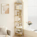 Hzuaneri Corner Shelf Stand, 6-Tier Glass Bookshelf Bookcase, Bathroom Organizer, Plant Stand, Steel Frame, Tempered Glass, Modern Style for Living Room, Bathroom, Kitchen, Golden CS90600G