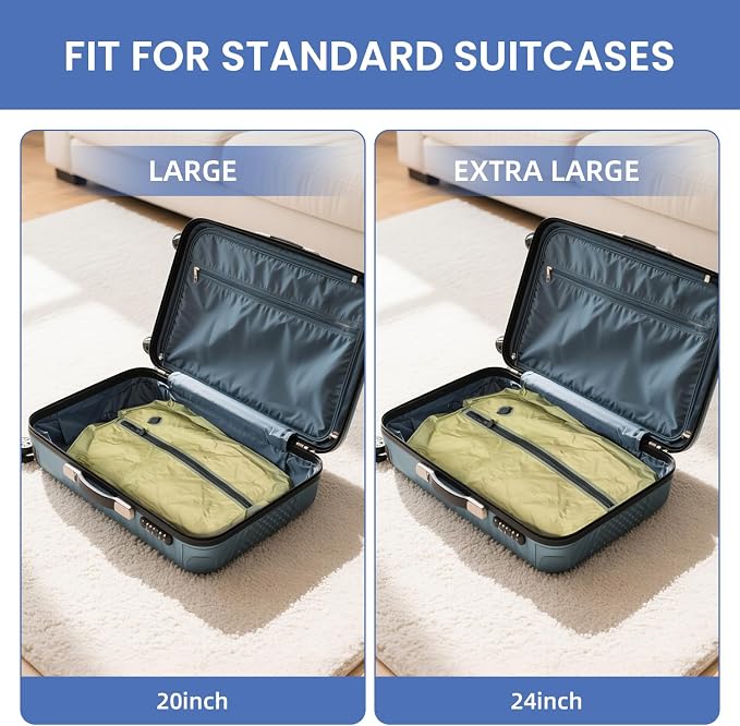 BAGAIL TPU Vacuum Bag for Travel, Reusable Compression Bag with IPX8 Waterproof Zipper, Save Space for Suitcase, Backpack and Carry on (Beige, ExtraLarge, No Pump)