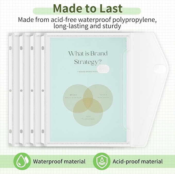 Sooez 48 Pack Binder Folders with Staggered Closures, High Capacity Binder Pockets, Clear Plastic folders, Side Loading, Binder Organizer, Binder Dividers with Pockets, Letter Size