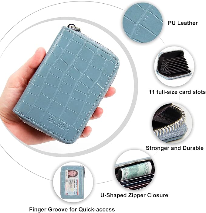 Credit Card Wallet, RFID Card Case Wallet, Zipper Card Cases Holder for Men Women, RFID Blocking, KeyChain Wallet, Compact Size Card Organizer Case for Women