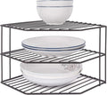Cabinet Shelf Organizer - Corner Shelf Counter and Cabinet Organizer -Countertop Storage - Cabinet Corner Rack for Plate - Cabinet & Pantry Kitchen Shelf (Black)