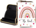Credit Card Holder for Women,Small Rfid Wallet with Keychain Zipper,Cute PU Leather Card Case Wallet，Accordion Credit Card Wallets Gift,RainbowC