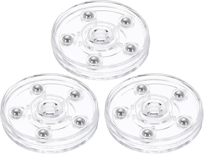 uxcell 3Pack Acrylic Lazy Susan Turntable, 2.5" Spinner Lazy Susan Turntable Organizer, Acrylic Ball Bearing Rotating Tray for Pantry Spice Rack Decorating, Clear