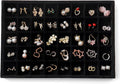 Large Jewelry Organizer for Drawer Insert Velvet Stackable Jewelry Trays for Earring Necklace Bracelet Ring Display (Black, 40 Grids)