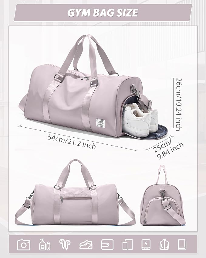 Travel Duffle Bag,Weekender Overnight Bags for Women with Shoes Compartment,Tote Gym Bag Personal Item Carry On Bag for Travel Business Trips Sport Hospital Dance Pink