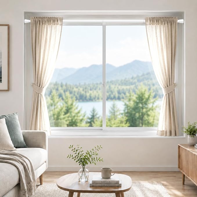 Spring Tension Curtain Rods 45-77 Inch White 1 Pack | No-drill & tool-free setup. Fits windows, kitchens, doorways. Rust-resistant, great for light curtains.
