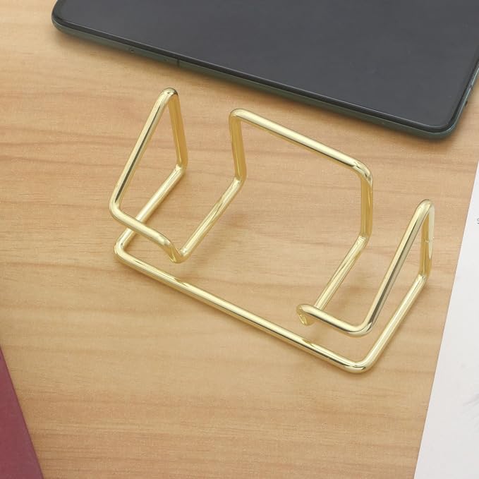 2 Pack Business Card Holder Desk，Metal Business Card Holder Display,Business Card Display Stand,for Office Home Desktop (Gold)