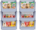 XLarge Stackable Storage Bins Open Front for Pantry, 6 Pack - Light Grey | Sturdy Plastic, Easy Stacking, Open Front Access, Ventilated Sides, Vertical & Space Saving Pantry Organizers and Storage Bin