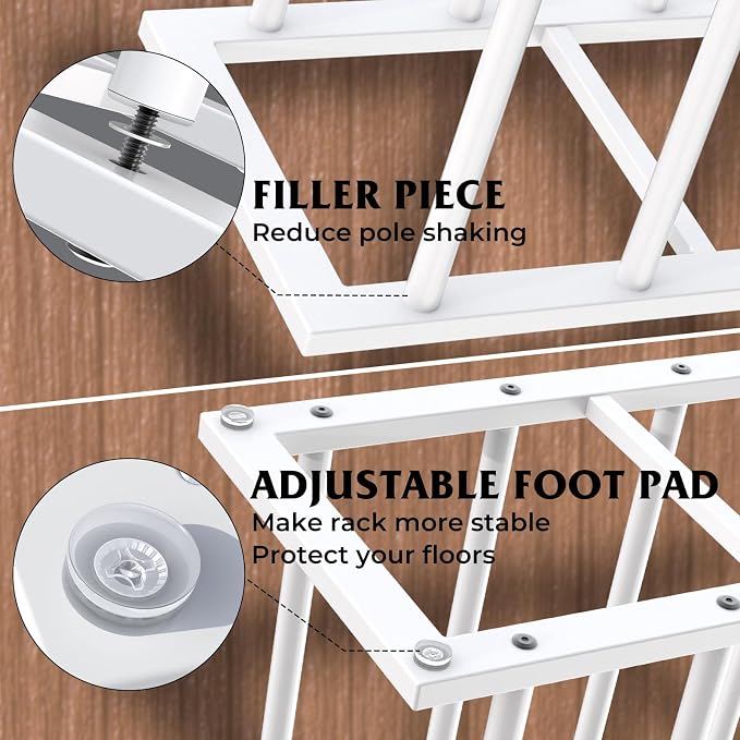 HzTinT Boot Rack, 19.5 Inches Boot Rack Organizer Tall Boots, Stainless Steel Boot Storage Holder, Free Standing Boot Racks for 6 Pairs Entryway, Closet, White