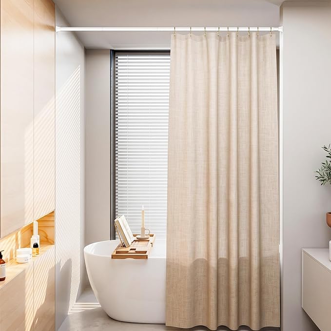 4Pcs Spring Tension Curtain Rod, Shower Curtain Rod 24-46 Inch, Spring Loaded Curtain Rod No Drilling, Adjustable Tension Rod for Windows Bedroom Bathroom Doorway Closet, White
