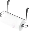 Basicwise Hanging Paper Towel Holder Over-The-Cabinet Door Organizer Rack Space-Saving Kitchen and Under-Sink Storage Solution for Standard Rolls with Easy Access for Home Office and Everyday Use